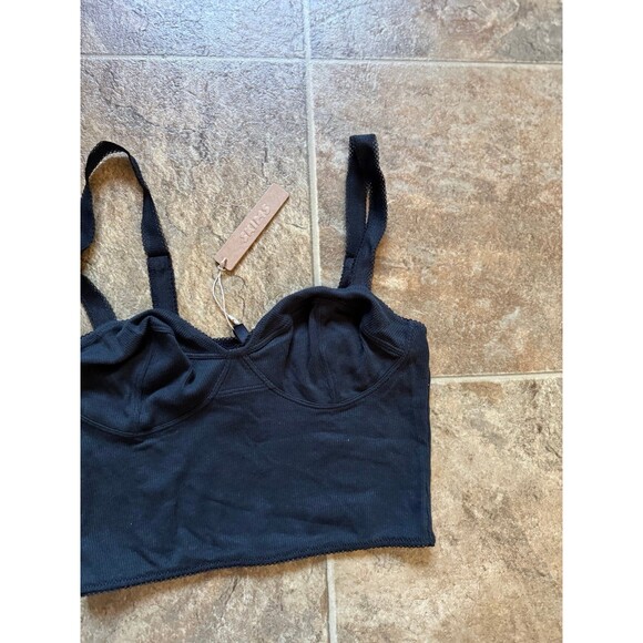 Skims Cotton Rib Picot Cropped Cami Soot Size Medium - Picture 7 of 12